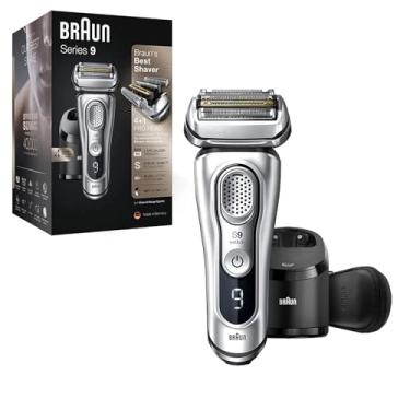 Imagem de Braun Barbeador elétrico para homens, barbeador de folha impermeável, série 9 9390cc, barbear molhado e seco, com aparador de barba pop-up para cuidados pessoais, limpeza e carregamento, SmartCare
