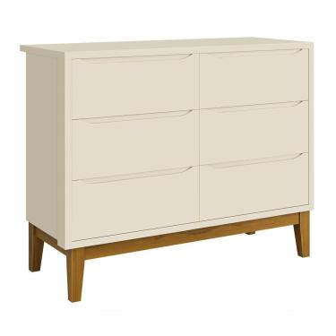 Imagem de Cômoda 6 Gavetas Classic New Areia Fosco Com Madeira - Reller