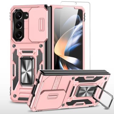 Imagem de FRLMOOES Capa para Samsung Galaxy Z Fold 6 com protetor de tela, capa de câmera deslizante integrada + anel de suporte para Z Fold 6, à prova de choque, antiarranhões, proteção resistente contra