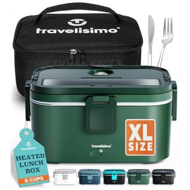 Imagem de TRAVELISIMO XXL Lancheira elétrica extra grande 1,8 L Lancheira elétrica 80 W, caixa térmica 3 em 1 caixa para aquecer alimentos 12 V / 24 V / 220 V, para trabalho caminhão lancheira elétrica e