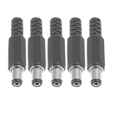 Imagem de 5 peças 5,5 mm x 2,1 mm DIY macho DC Power Plug Jack Adaptador de conector de solda