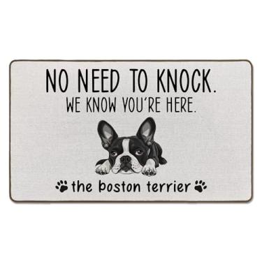 Imagem de Tzhim Tapete de porta engraçado Boston Terrier, presentes de Boston Terrier, para mulheres, tapete de porta da frente, entrada interna, capachos decorativos divertidos para ambientes externos, para
