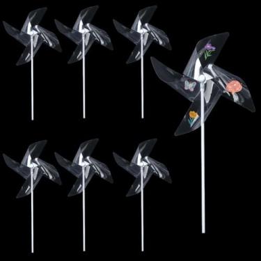 Imagem de CRASPIRE 6 conjuntos de cata-ventos faça-você-mesmo artesanato moinho de vento transparente de 19,5 cm PET Spinners transparentes em branco seus próprios cataventos decorações para meninos meninas