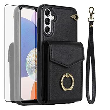 Imagem de Asuwish Capa de telefone para Samsung Galaxy S25 FE 5G capa carteira com protetor de tela de vidro temperado e anel de bloqueio RFID suporte para cartão de crédito celular de couro S 25 EF S25FE 25S