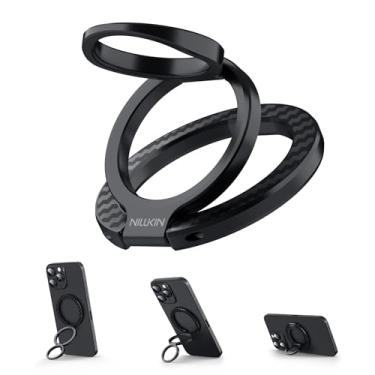 Imagem de Nillkin MagSafe Suporte de anel de telefone para ímã de dupla face, suporte magnético removível para iPhone 17/16/Pixel Snap Grip, fibra de carbono, suporte de anel MagSafe, acessórios para iPhone