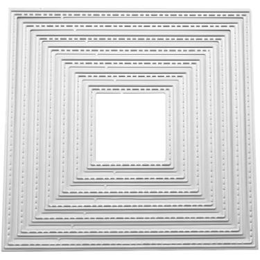 Imagem de Conjunto de moldes de metal para artesanato de precisão - 7 molduras quadradas costuradas aninhadas para álbuns, confecção de cartões e artesanato de papel DIY - Funciona com Sizzix, etc.
