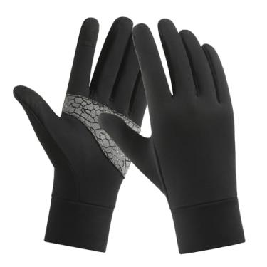 Imagem de Luva de ciclismo térmica leve para inverno com tela sensível ao toque antiderrapante, forro de lã fino e quente, luva à prova de vento para corrida ao ar livre, ciclismo, condução (preta, grande)