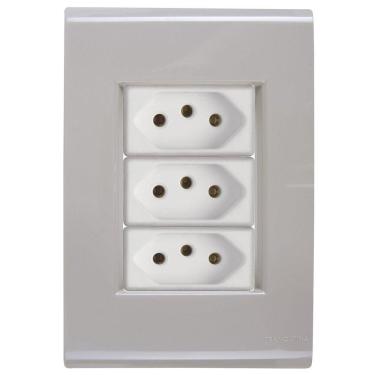 Imagem de Cj Três Tomadas Tripla 10a Liz Fendi Tramontina Completo Pronto Tramontina