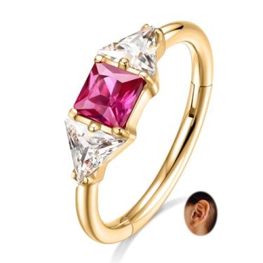 Imagem de FUNLMO Anel de nariz de zircão cubo argola concha hélice daith torre tragus cartilagem piercing joia 316L brinco de concha de aço cirúrgico 316L, Aço inoxidável, Zircônia cúbica