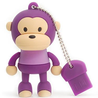 Imagem de Pen Drive USB de 16 GB, dispositivo externo de armazenamento de dados, animal fofo, perfeito para presentear familiares e amigos (macaco roxo)