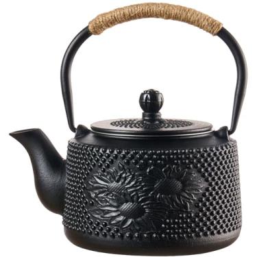 Imagem de PARACITY Bule de chá japonês de ferro fundido de 800 ml, chaleira para fogão, bule de chá com infusores de aço inoxidável para chá solto, chá de água quente fervente, presentes de dia das mães da