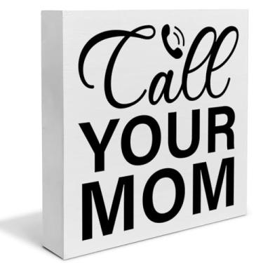 Imagem de Placa de caixa de madeira Call Your Mom College Dorm Room Desk Shelf Decor, Presentes de volta às aulas