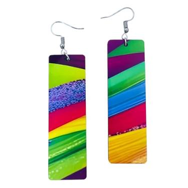 Imagem de Brincos de Mardi Gras para Mulheres - Moda Festiva para Celebrações de Carnaval - Joias de Mardi Gras - Brincos verdes, dourados e roxos para desfile de Carnaval - Joias de Carnaval - Joias de Nova Orleans, Madeira, Sem pedra preciosa