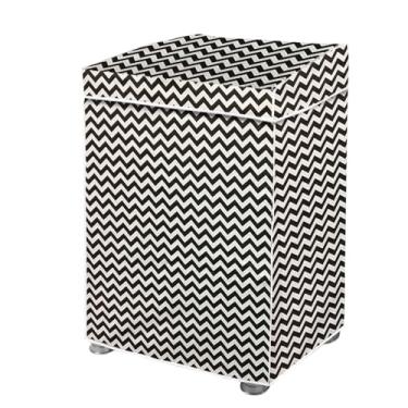 Imagem de Capa para Máquina de Lavar, PVC Reforçado e Poliéster, Tamanho P, Preta, Resistente à Água, 58x80x58cm, com Tampa e Saia