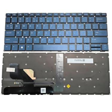 Imagem de BestParts Substituição de teclado de laptop retroiluminado para HP Elite Dragonfly G2 13,3'' US Layout azul sem moldura