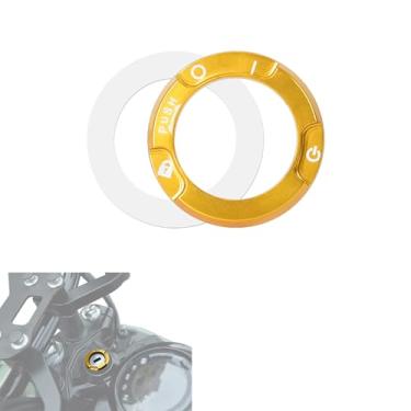Imagem de GFARDMOTO Capa para chave de ignição de motocicleta, anel de interruptor de ignição de alumínio, capa decorativa compatível com Honda Monkey125 CT125 CB125R CB250R GB350/S (dourado)