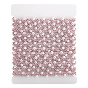 Imagem de 12 peças de prendedores de cabelo elásticos de pérola, suporte de rabo de cavalo, acessórios de anel (rosa)