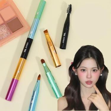 Imagem de Conjunto de pincéis de maquiagem 4 em 1, portátil, tamanho viagem, pincéis de maquiagem, sombra, sobrancelha, parafuso, pincel labial