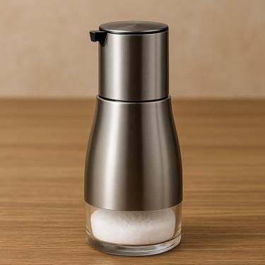 Imagem de Pote Vidro Inox 320ml Cozinha Frasco Dosador Retrátil Condimentos Especiarias Gourmet Bancada Armazenamento Elegância.