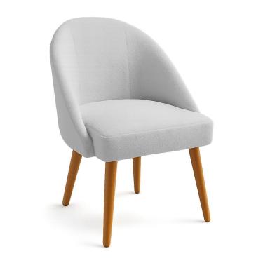 Imagem de Cadeira Poltrona De Jantar Estofada Luna Boucle Pés Palito Castanho - Pallazio Cor Cinza