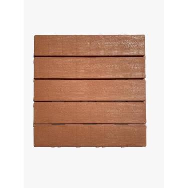 Imagem de Kit 30 Decks Madeira Plástico Encaixe Modular Piscina Sacada  30x30cm 