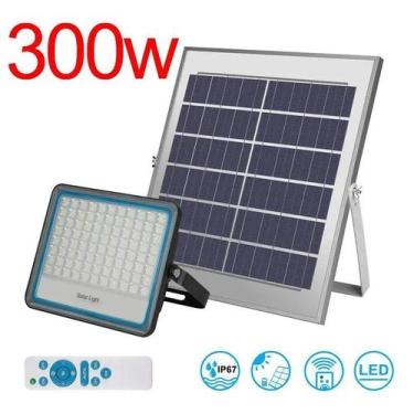 Imagem de Refletor Led 300w Ip66 + Painel Solar Com Controle Remoto - JORTAN
