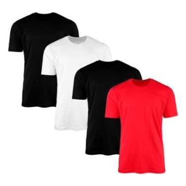 Imagem de Kit 4 Camisetas AMGK Masculina Lisa Básica 100% Algodão-Masculino