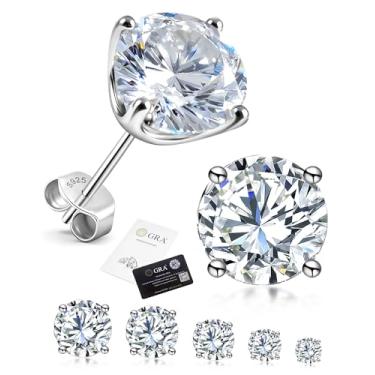 Imagem de Delzzad Solitário Brincos de quatro garras parafuso nas costas cor D VVS Moissanite sintético S925 brincos unissex joias perfeitas para qualquer ocasião e uso diário, presente de aniversário de