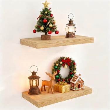 Imagem de Fun Memories Prateleiras flutuantes para parede, 40 x 23 cm, conjunto de 2 prateleiras de banheiro rústicas, prateleira flutuante de 23 cm de profundidade para decoração e armazenamento de casa