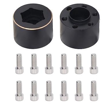 Imagem de Ainoli 2pcs 1.9 2.2 Polegada roda hex hub ampliar adaptador de latão preto adaptador de aro de roda para carro de controle remoto (15mm)