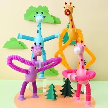 Imagem de Girafinha Mola de Plástico – Brinquedo Infantil Educativo para Crianças, Desenvolvimento Sensorial e Criativo (Rosa)