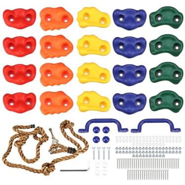 Imagem de Yaegoo 20 peças de suportes para escalada com corda e alças de escalada, kit de suporte de escalada de parede para ambientes internos e externos, ferragens de montagem incluídas