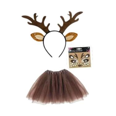 Imagem de UGPLM Fantasia de Rena de Natal, Fantasia Decorativa de Rena para Cosplay e Apresentação de Palco, Marrom