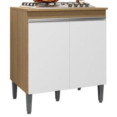 Imagem de Balcao Com Tampo Para Cooktop 2 Pt 79 Cm Andreia Amendoa Branco Reajl 