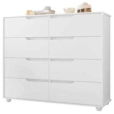 Imagem de Cômoda Doble 8 Gavetas Albatroz Cor Branco Naturale, Branco Naturale