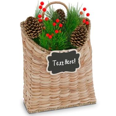 Imagem de Cesta de tecido para pendurar na parede, jacinto de água, decoração boho, natural, ecológica, cestos traseiros planos para porta da frente, armazenamento de parede para entrada de flores de correio