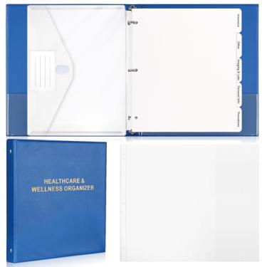 Imagem de Organizador de fichário médico, 21 cm x 28 cm, agenda de saúde, tamanho de carta, 3 anéis, 15 divisórias organizadoras de registros médicos, 25 protetores de folhas, bolso para documentos familiares e