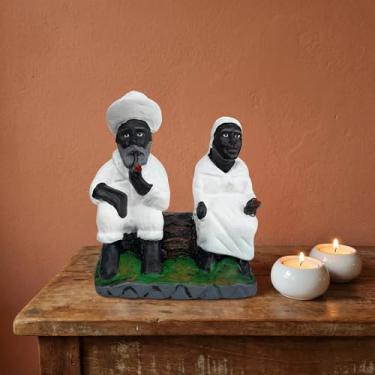 Imagem de Imagem Casal Pretos Velhos altar umbanda Resina 10 cm