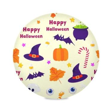 Imagem de Wassud Jogo americano chapéus de bruxa tapetes de mesa redondos para cozinha e jantar tapetes laváveis resistentes ao calor decoração de mesa 39 cm