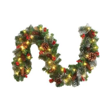 Imagem de Guirlanda de Natal com Pinhas e Bagas Vermelhas - Decoração para Casa 