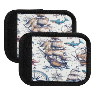 Imagem de Qilmy Pacote com 4 identificadores de bagagem e alça de bagagem retrô cômica para carrinho de bebê, mala de viagem, acessórios de viagem 1152