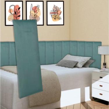 Imagem de Kit 20 Cabeceira em L Adesiva Estofada – 45x20 cm | Para Cama Solteiro, Casal, Queen e King | Tecido Suede, Espuma de Alta Densidade(VERDE CLARO,15)