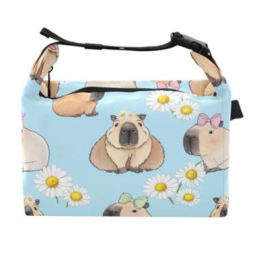 Imagem de STAYTOP Lancheira fofa capivara com fivela de alça, lancheira isolada para meninos e meninas, lancheira térmica para trabalho escolar