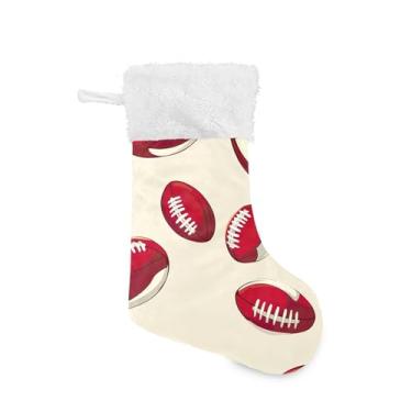 Imagem de xigua Bolas de futebol americano meias de Natal personalizadas grandes meias de doces para pendurar presente de Natal para decoração de festa de férias em família, decoração de lareira