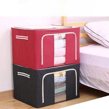 Imagem de Caixa Organizadora Dobrável de Tecido Oxford com Janela Transparente Grande Capacidade e Alças Reforçadas (aleatório,39X29X17CM)