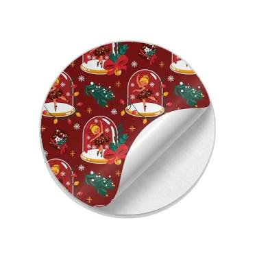 Imagem de Adesivos Redondos Natalinos 25 Unidades Com Estampa de Globo de Neve e Bailarina - Tamanho 50x50cm