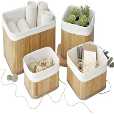 Imagem de Cesto organizador, casa, cozinha, bambu, objetos, multiuso, arrumacao, design, compacto