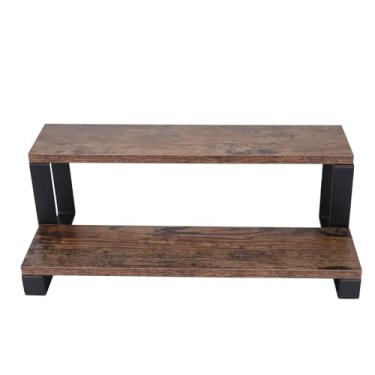 Imagem de Ymiko Expositor de Madeira de 2 Camadas para Frascos de Perfume, Lanches e Itens Colecionáveis ​​Organizador Rústico de Prateleiras de Especiarias Com Prateleiras Em Camadas para Decoração de Cozinha ou Penteadeira