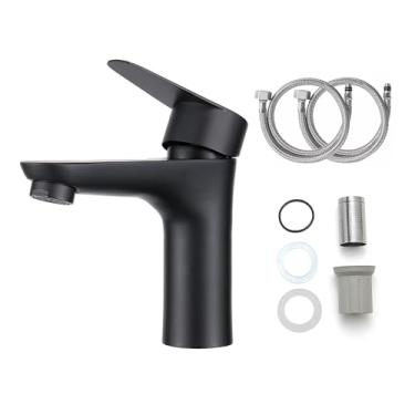 Imagem de Heemli Torneira Banheiro Quadrado Luxo Moderna Lavatório Lift estilo 1/4 de Volta Bica Baixa Cromada Espelhada Lavabo Aço Inox Alto Padrão Água Quente e Fria (Preto)