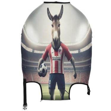 Imagem de Joisal Capa protetora de bagagem para viagem, lindo desenho de burro, estampa animal, bagagem, flor, acessórios de bagagem de viagem, Estampa de animal de burro de desenho fofo, L, Fits 26-28 Inch
